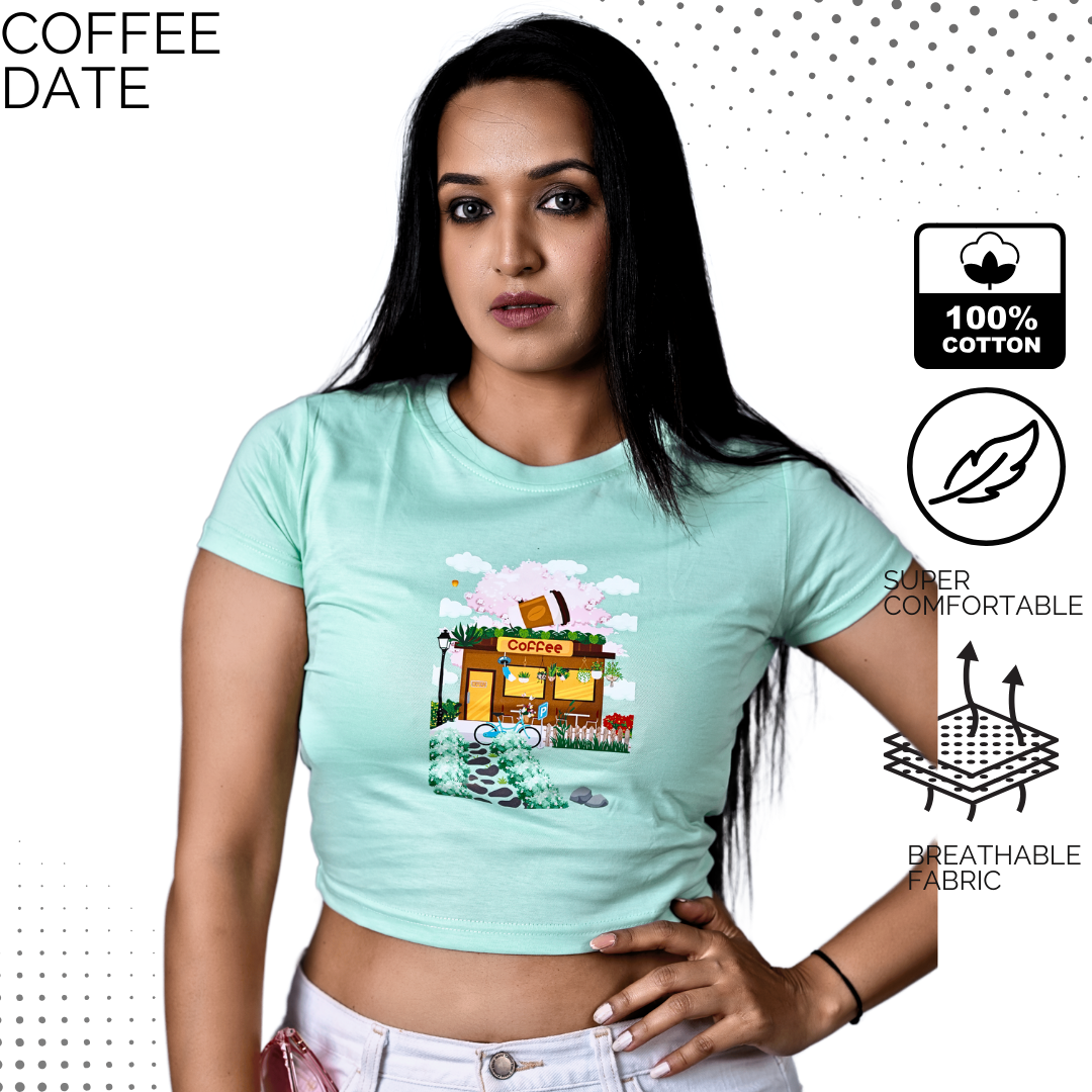 Cafe Coffee Lady Crop Top| Coffee Date