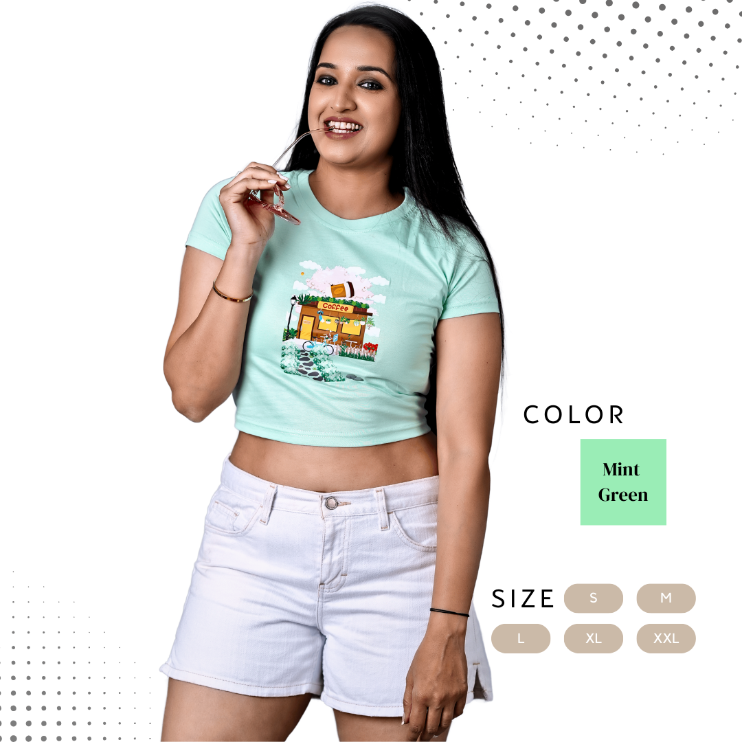 Cafe Coffee Lady Crop Top| Coffee Date