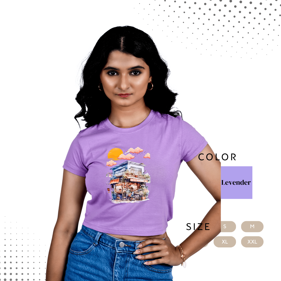 Cafe Coffee Lady Crop Top| Japanese Cafe