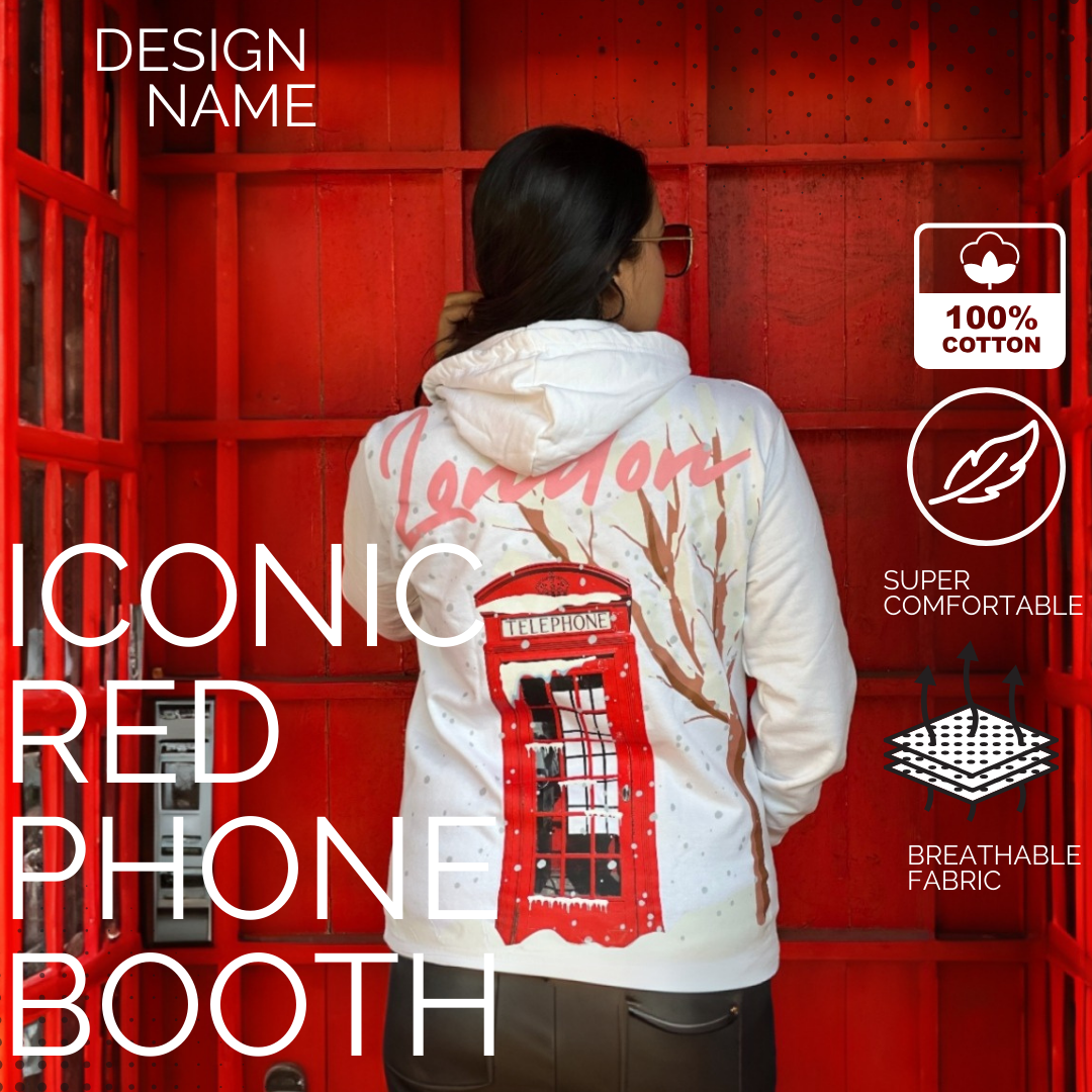 Queen Of London Women Hoodie|Iconic Phone Booth