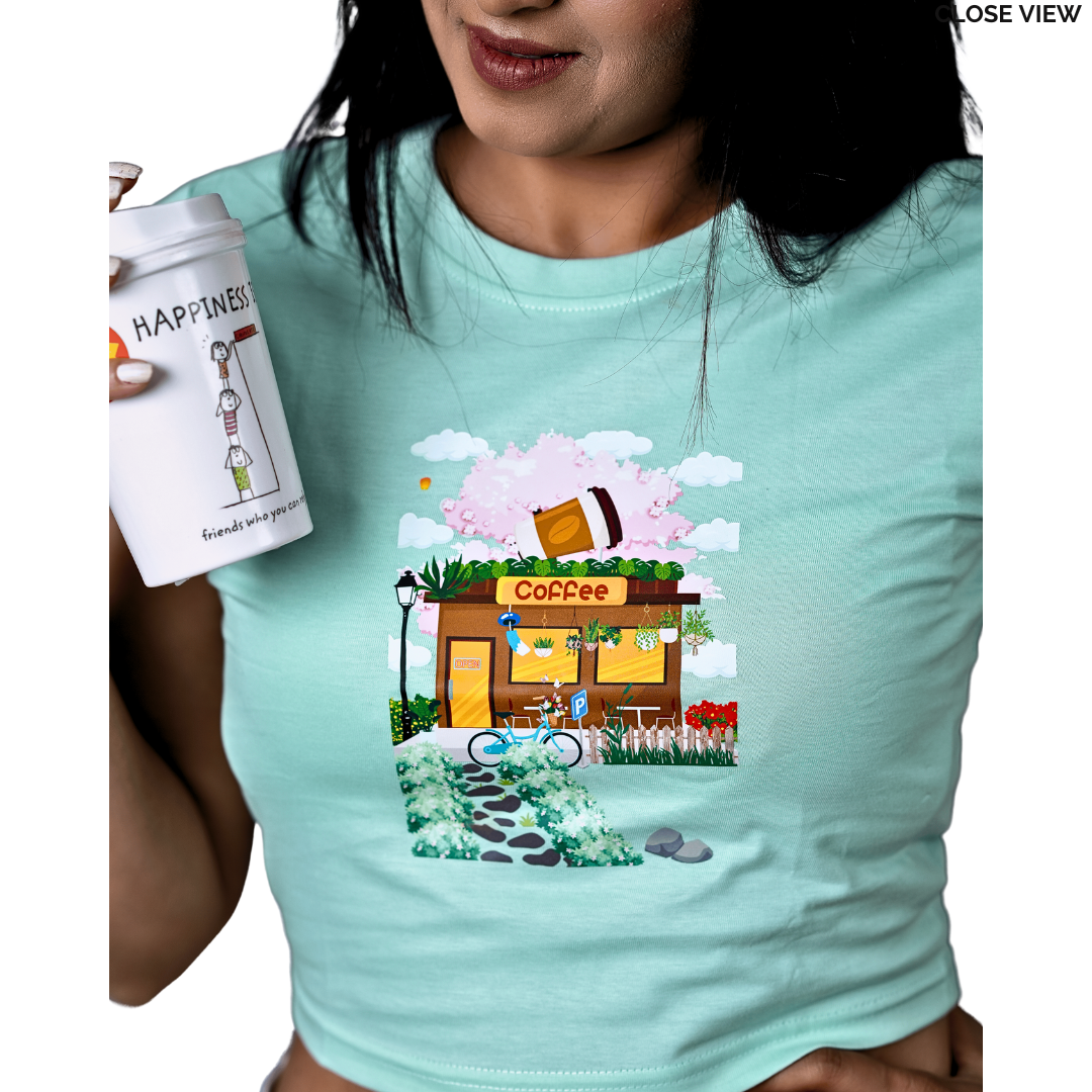 Cafe Coffee Lady Crop Top| Coffee Date