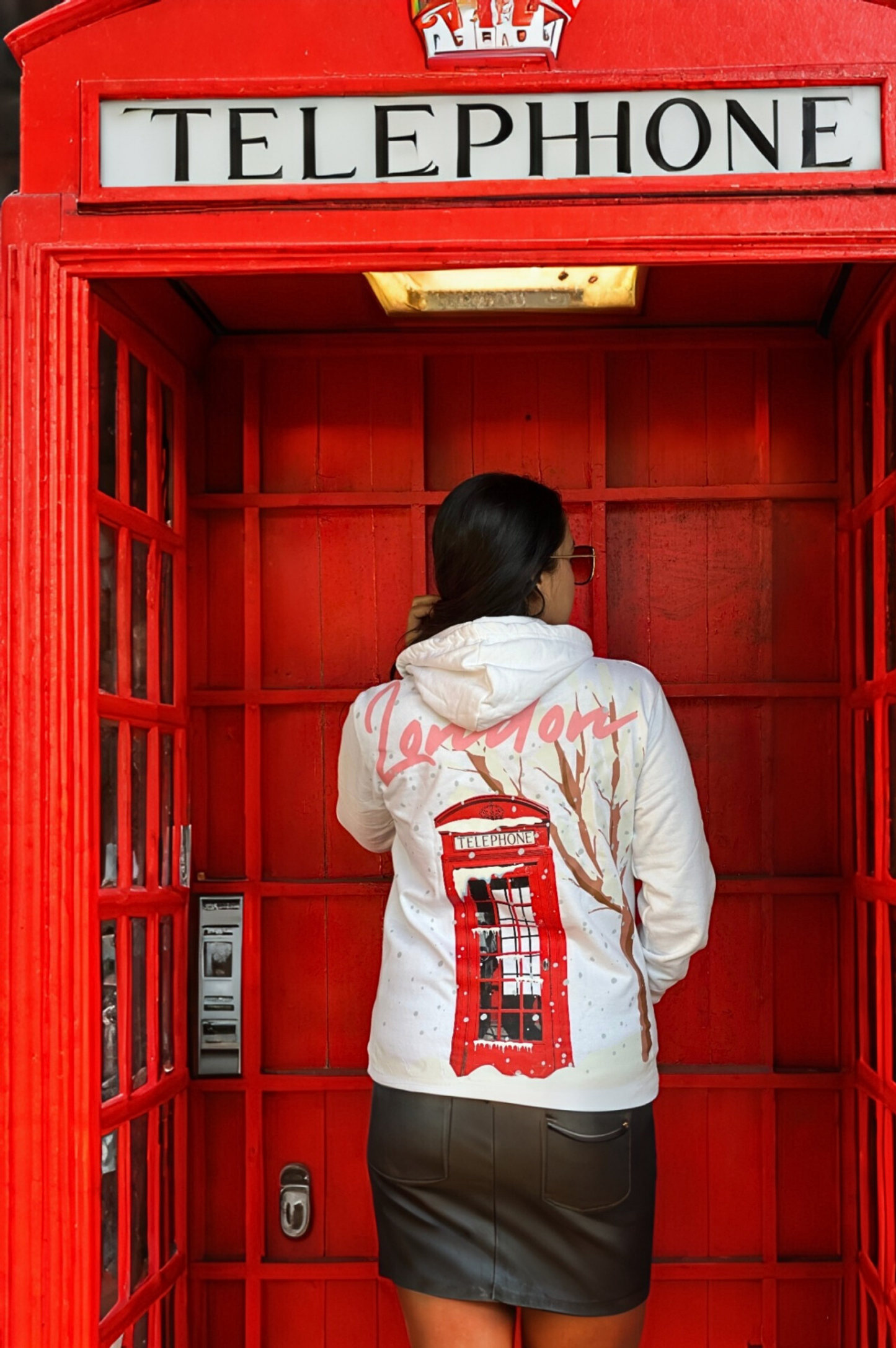 Queen Of London Women Hoodie|Iconic Phone Booth