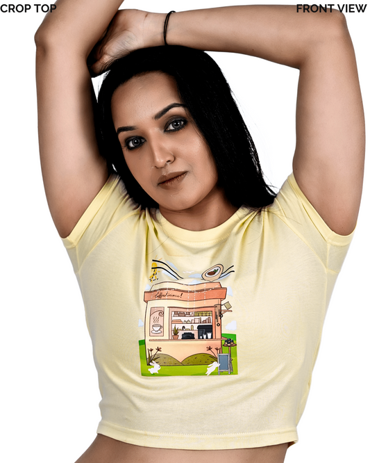 Cafe Coffee Lady Crop Top| Cute Kiosk Cafe