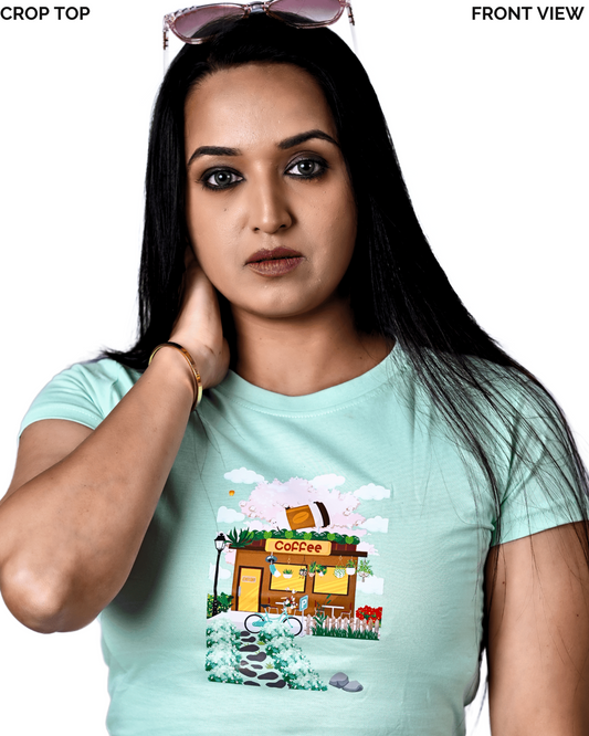 Cafe Coffee Lady Crop Top| Coffee Date
